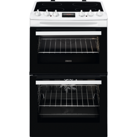Zanussi ZCV46250WA 55cm Double Electric Cooker with Ceramic Hob
