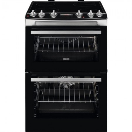 Zanussi ZCV66078XA 60cm Electric Double Oven with Ceramic Hob - Stainless Steel