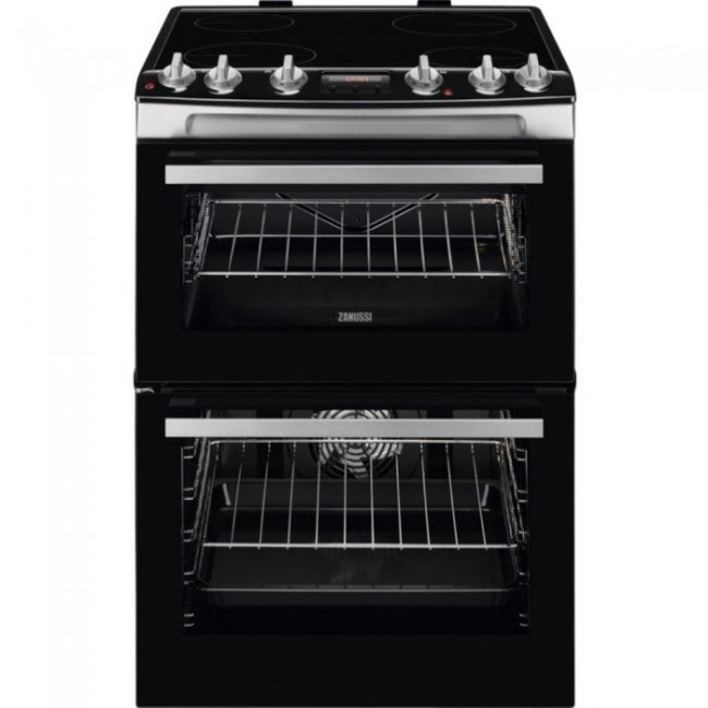 Zanussi ZCV66078XA 60cm Electric Double Oven with Ceramic Hob - Stainless Steel